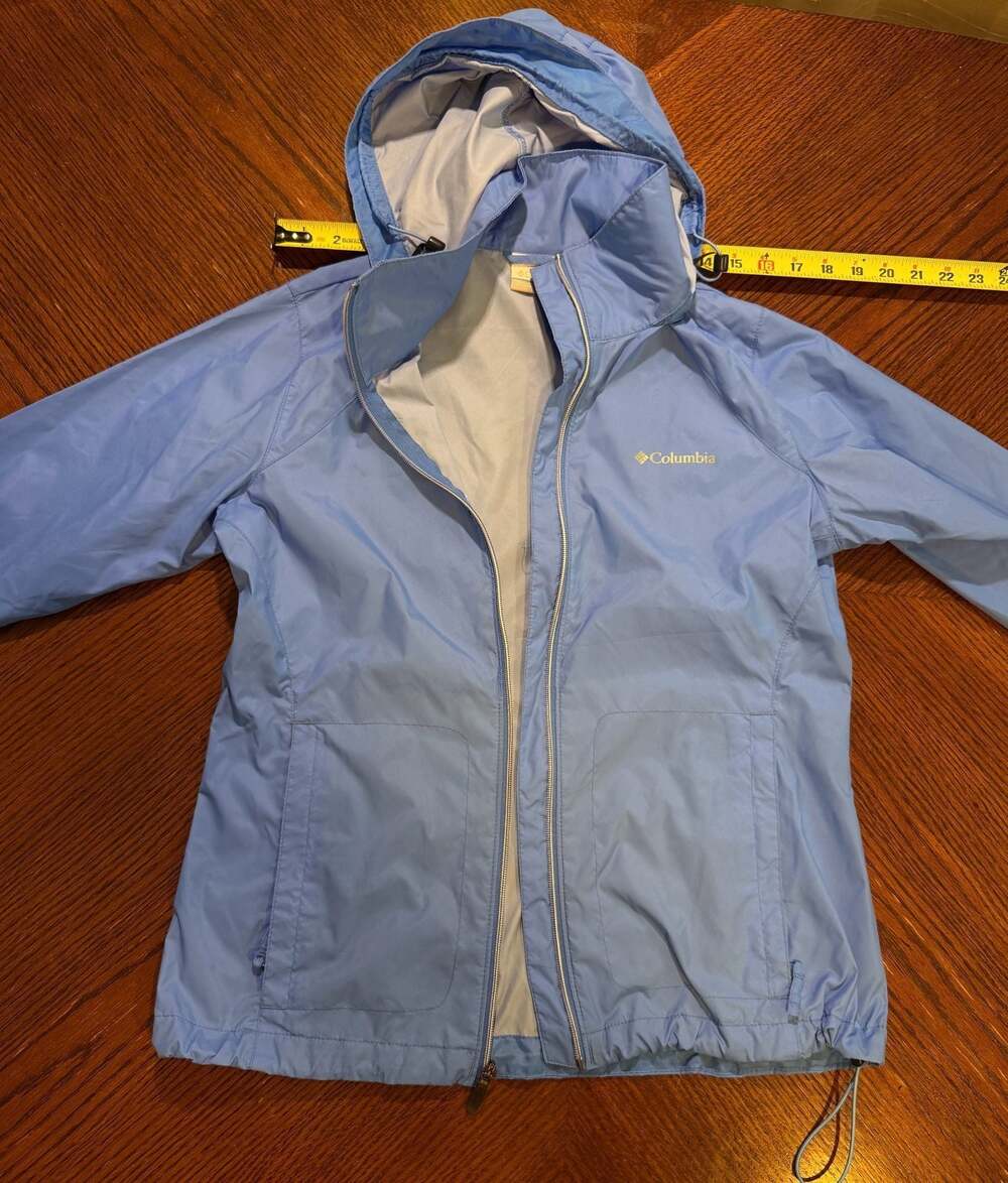 Columbia Blue Hooded Rain Jacket Windbreaker Women's Medium